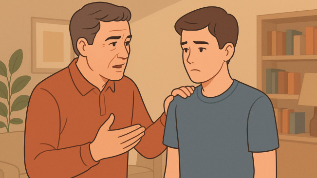 Ilustrasi orangtua menasehati anaknya. [ChatGPT/FT News]